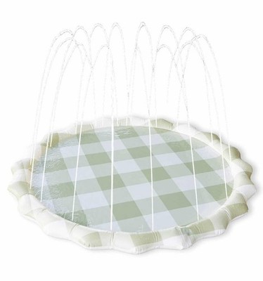 Neutral Gingham Splash Pad for Kids - Outdoor Sprinkler for Kids & Toddlers, ...