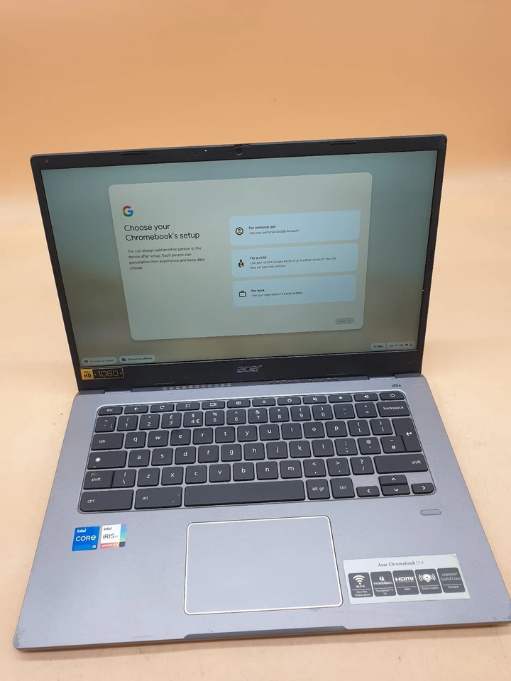 Acer Chromebook CB 514-1W 14" i5-1135G7 2.4GHZ 8GB RASM 128GB SSD DRIVE,SL10 - Image 1 of 4