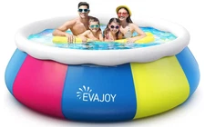 New 10ft x 30" EVAJOY Inflatable Swimming Pool Above Ground Top Ring w/Cover