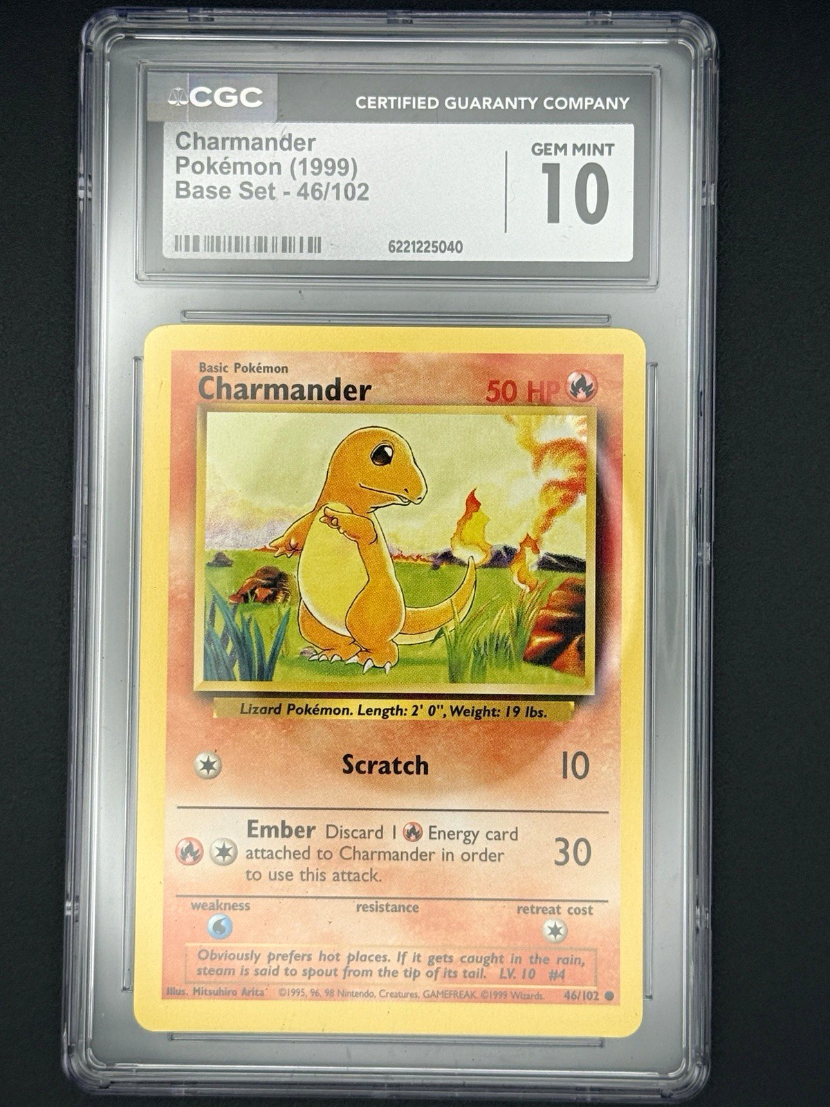 1999 Pokemon Base Set Charmander #46/102 Regular CGC 10 Gem Mint