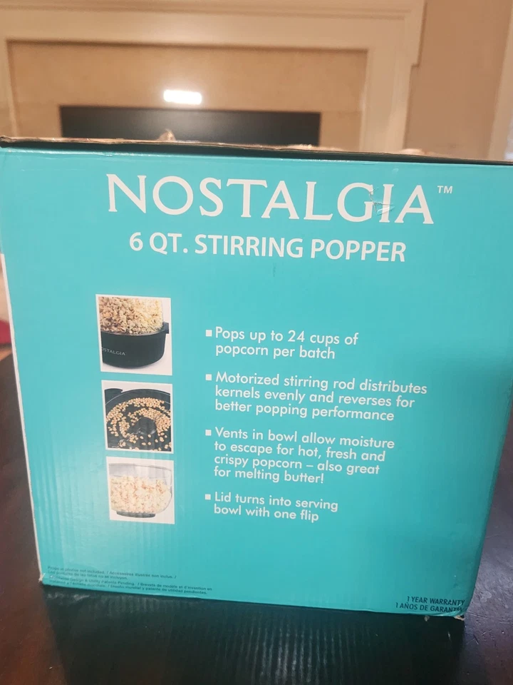 🛍️怀旧 6 夸脱 Stirring Popper – 剧院风格爆米花机 – 全新带盒 — 第 4/4 张图片