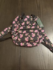 Floral Print Backpack Zip Closure Boxy Square Black Pink Flowers Wild Fable NEW