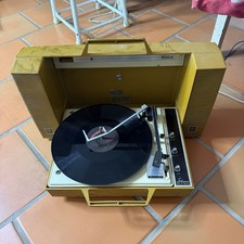 Vintage GE Wildcat Portable Record Player Yellow Stereo Solid Powers On Read
