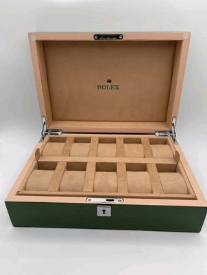 Rolex Green Lacquer 10 Multi Watch BoxWood Storage Case Datejust Daydate Oyster.