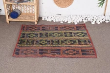 Decorative Rug, Orange Southwestern Pattern, 3x3.4 ft