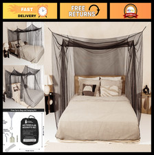Mosquito Net for Beds - Fits Single to King Size, 2 Openings, 6 Loops, Travel Ki