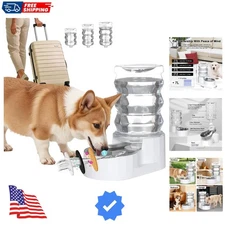 Automatic Gravity Pet Waterer: 7L White Stainless Steel Water Dispenser - Lar...