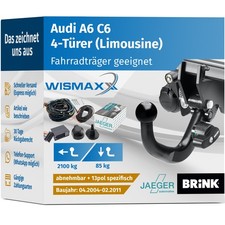 ANHÄNGERKUPPLUNG für Audi A6 C6 4Tür 04-11 abnehmbar BRINK +13pol E-Satz JAEGER