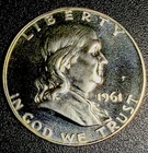 1961 P Proof Silver Franklin Half Dollar 50c Gem