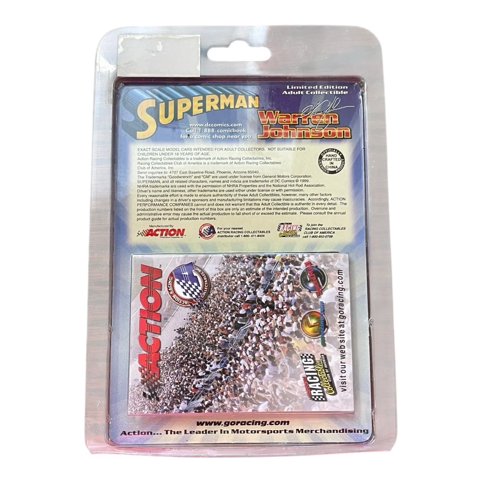 Pontiac Prostock 1999 Warren Johnson #1 Superman acción escala 1:64 fundido a presión Foto 2 de 2