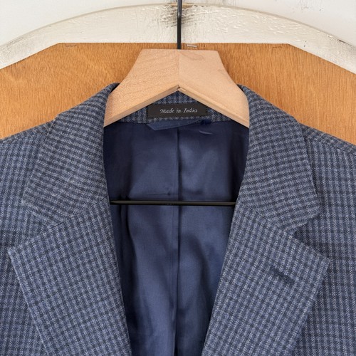 Lauren Ralph Lauren Blazer Mens 44S Navy Blue Checkered 2 Button Silk Wool
