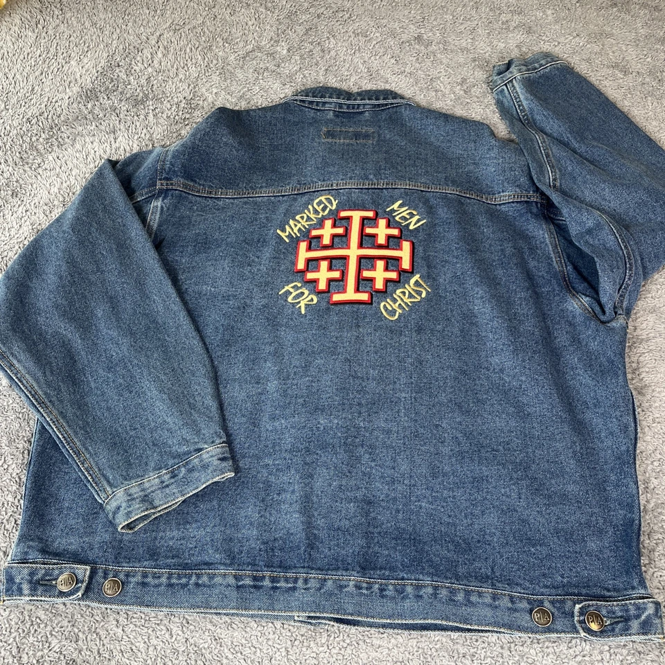 Denim Jacket  Port Authority  Mens XL Blue Denim Trucker  Marked Men For Christ - Image 4 of 4