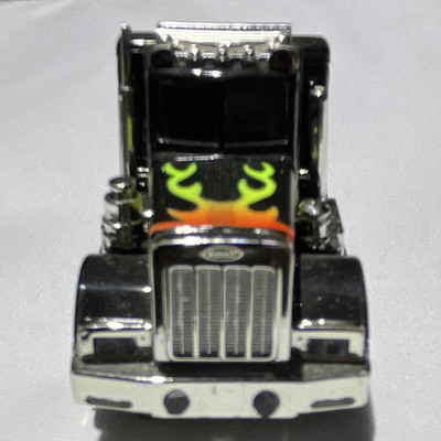 TYCO TCR Jam Car HO Scale Slot Car Peterbilt Semi Truck w/ Trailer/oil barrels
