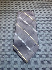 Tommy Hilfiger 100% Silk Tie USA Made Navy Blue Striped Necktie Vintage