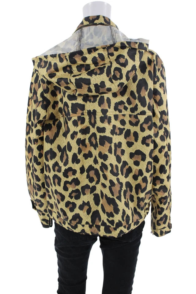 Chaqueta cortavientos Sonia Rykiel para mujer con estampado de leopardo cremallera completa con capucha marrón talla M Foto 3 de 4