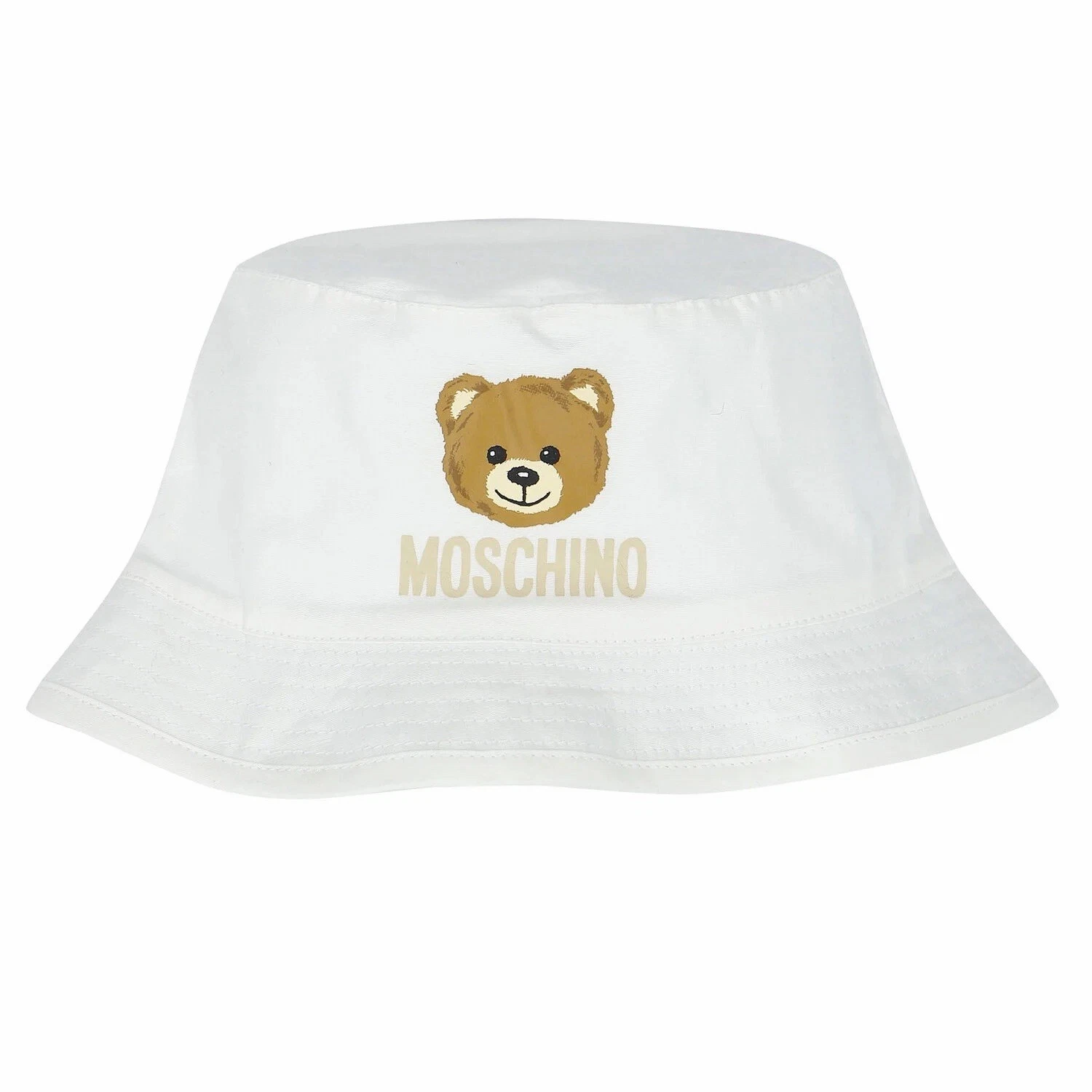 MOSCHINO White Teddy Bear Logo Baby Bucket Sun Hat Size 50(2-3 Years)
