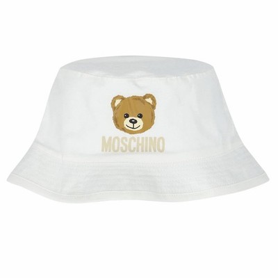 MOSCHINO weißer Teddybär Logo Baby Bucket Sonnenhut Größe 50 (2-3 Jahre)