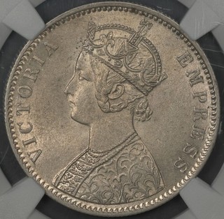 1887 C NGC MS61 BRITISH INDIA RUPEE S&W 6.96 TYPE C3/1