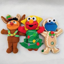 Ernie Elmo Cookie Monster - Sesame Street Christmas 8" Plush, Fisher Price 2003