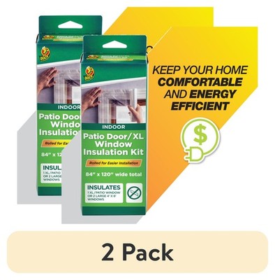 (2 Pack)  84 In. X 120 In. Rolled Window Insulation Film Kit, Fits Patio Doors o