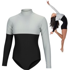 Freefall Adult Small Ballet Leotard Dance Costume Black Gray Color Blocking New