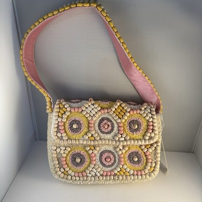 Handcrafted In India Pink Pastel Wooden Beaded Shoulder Bag Viral TikTok New