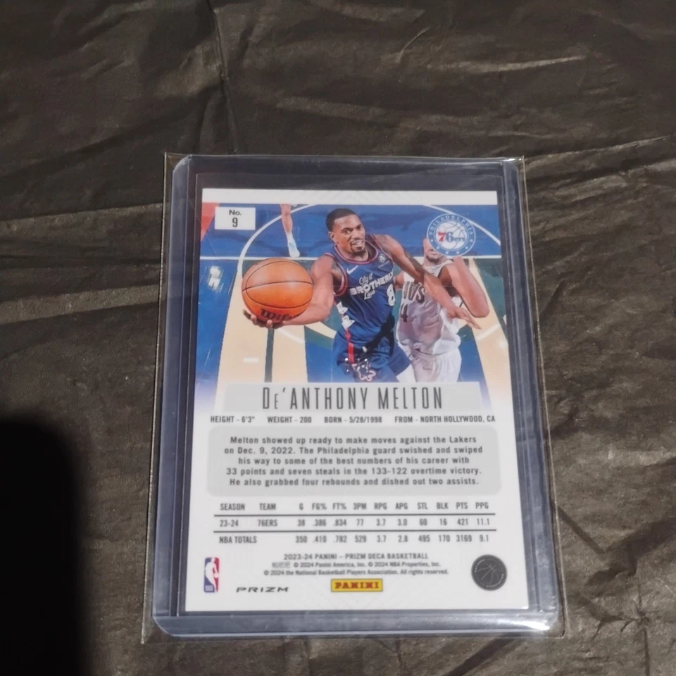2023-24 Panini Prizm Deca - De'ANTHONY MELTON #9 Black Gold Shimmer 6 /8 Bulls - Image 4 of 4
