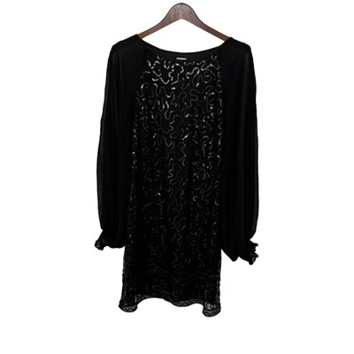 Pearl Georgina Chapman Marchesa NWT Sheer Lined Black Mini Dress Sequins Women 6