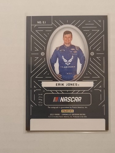 2023 Chronicles NASCAR Obsidian Autograph Erik Jones Purple Electric Etch 14/49 - Picture 2 of 2