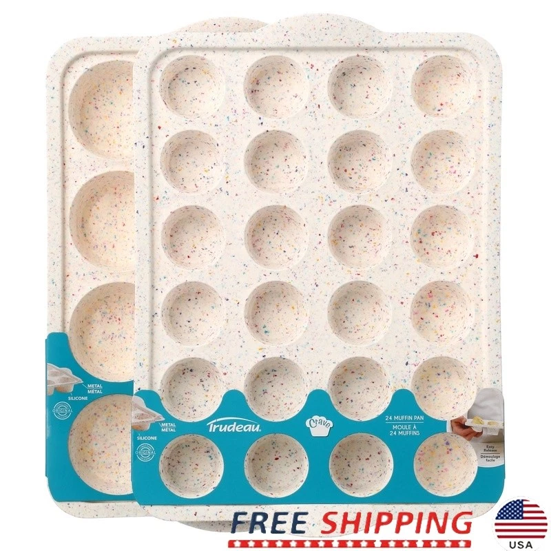Silicone Nonstick Muffin Pan Set 12 Count & 24 Mini Count Dishwasher Safe New