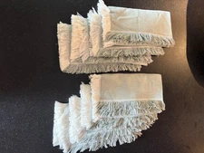 Noble Excellence VILLA FRINGE SET OF 8 DINNER NAPKINS PALE BLUE / GREEN NWOT 23”