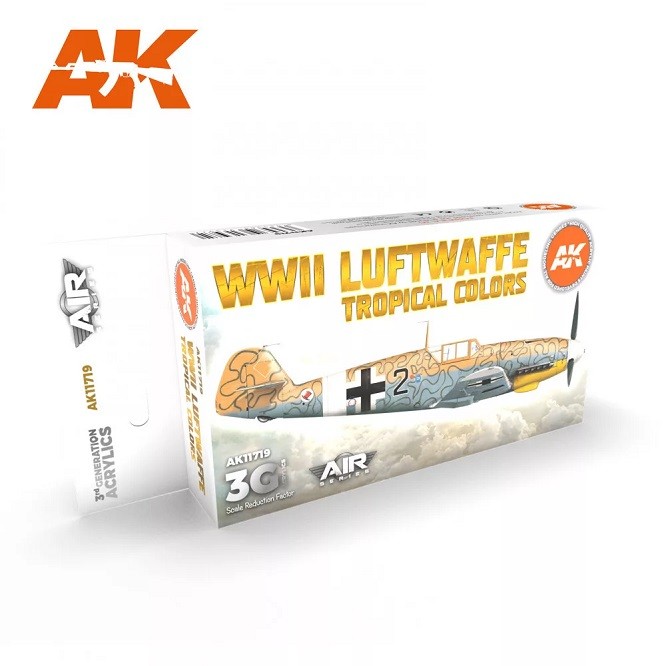 AK Interactive AK11719 - WWII Luftwaffe Tropical Colors Set 3G 6X17Ml - New