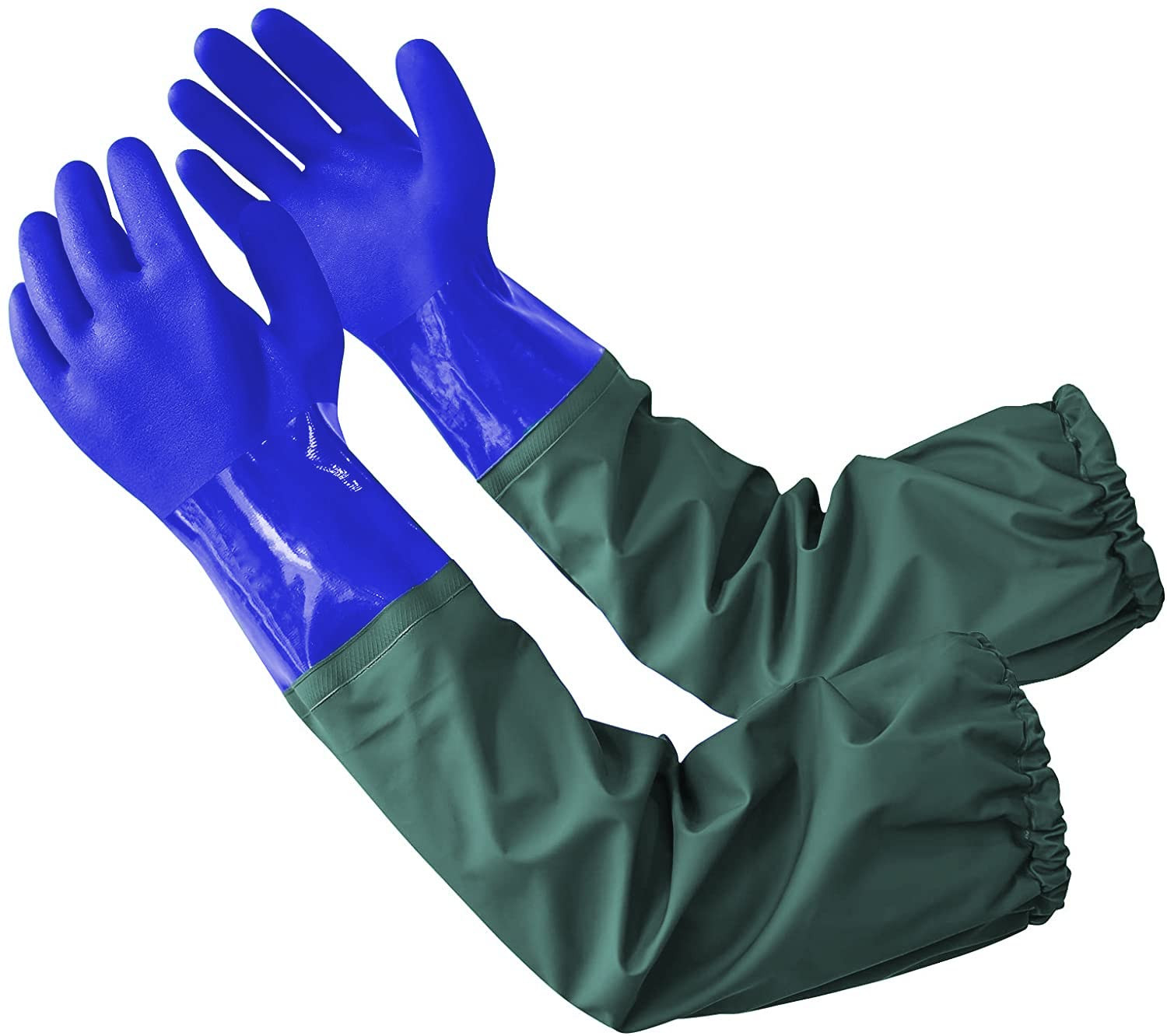 Long Pond Gloves,26.78"" Arm Length Rubber Gloves,Pvc Reusable Heavy Duty Long Wa