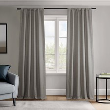 Vienna Basic Linen 100 Blackout Curtains for Bedroom 108 Inches Long 2 Pane...
