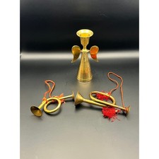 Lot of Vintage Brass Angel Candle Holder with Miniature Horn Ornaments India