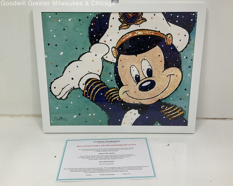 Captain Mickey Print Framed IOB w/COA