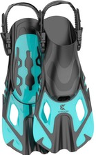 KHROOM Adult Snorkelling Diving Fins Turquoise L XL with Carry Bag (New)