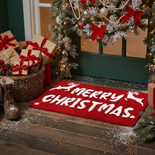20x32 Inch Winter Red Merry Christmas Bathroom Rug Absorbent Bath Mat Decor