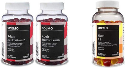 Amazon Basics Adult Multivitamin (300 Gummies) and Fiber Gummies (90 Gummies) Bu