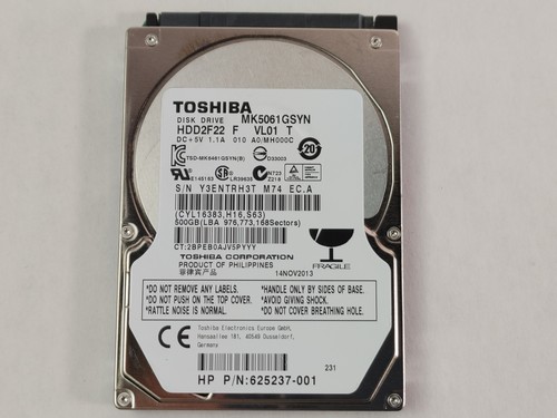 Toshiba MK5061GSYN HDD2F22 500GB 2,5" SATA II Laptop Festplatte - Bild 1 von 8