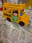 Vintage 1989 Fisher-Price Little People Yellow School Bus with 5 Figures
