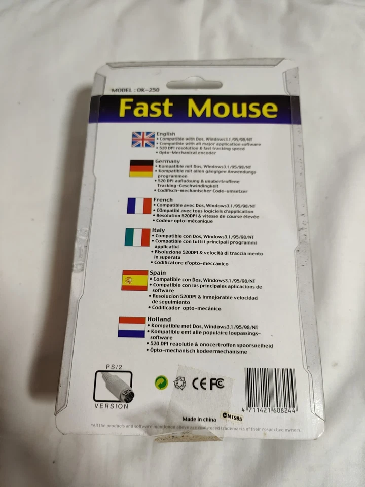 A4Tech OK-250 Wired PS/2 Mouse – Vintage Beige Trackball – New Old Stock Retro - Image 2 of 4