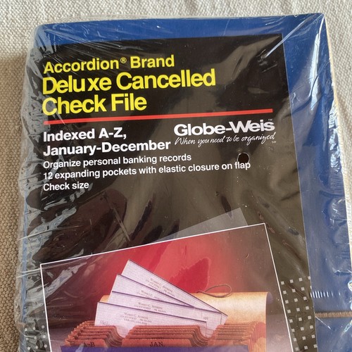 Vintage Globe-Weis Deluxe Cancelled Check Accordion File New Sealed 9.5" x 4.5" - Picture 3 of 9
