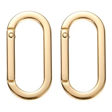 2Pcs 1.4 Inch Oval Spring Ring Clips, Zinc Alloy Snap Hooks O Ring, Gold
