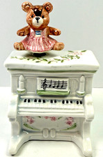 Schmid 1983 Teddy Bear Porcelain Piano Music Box 254 The Entertainer