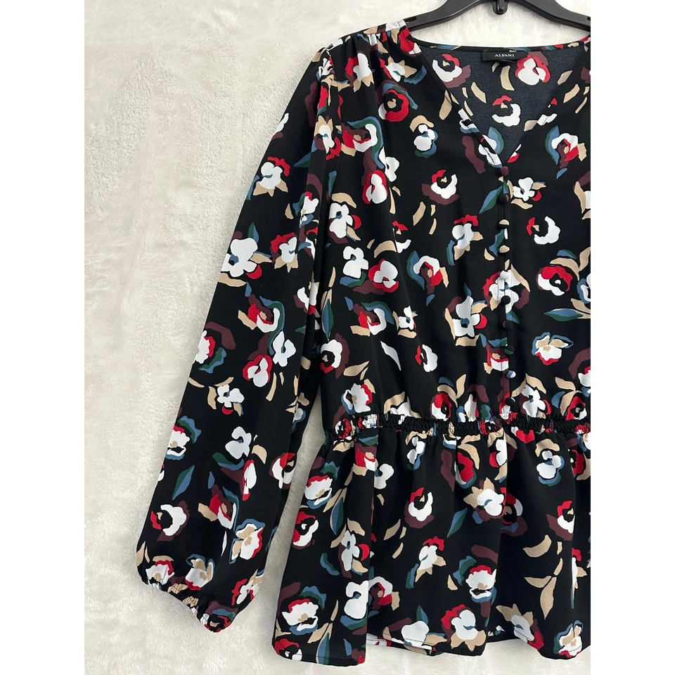 Alfani Peplum Abstract Floral Top XL Classy Mature Office - image 3 of 4