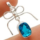 4CT Natural Flawless Blue Topaz 925 Sterling Silver Pendant 1 1/2" Long @9-1 — photo 1