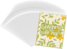 11x14 Inches Plastic Sleeves Clear Storage Bags, 50 Pcs