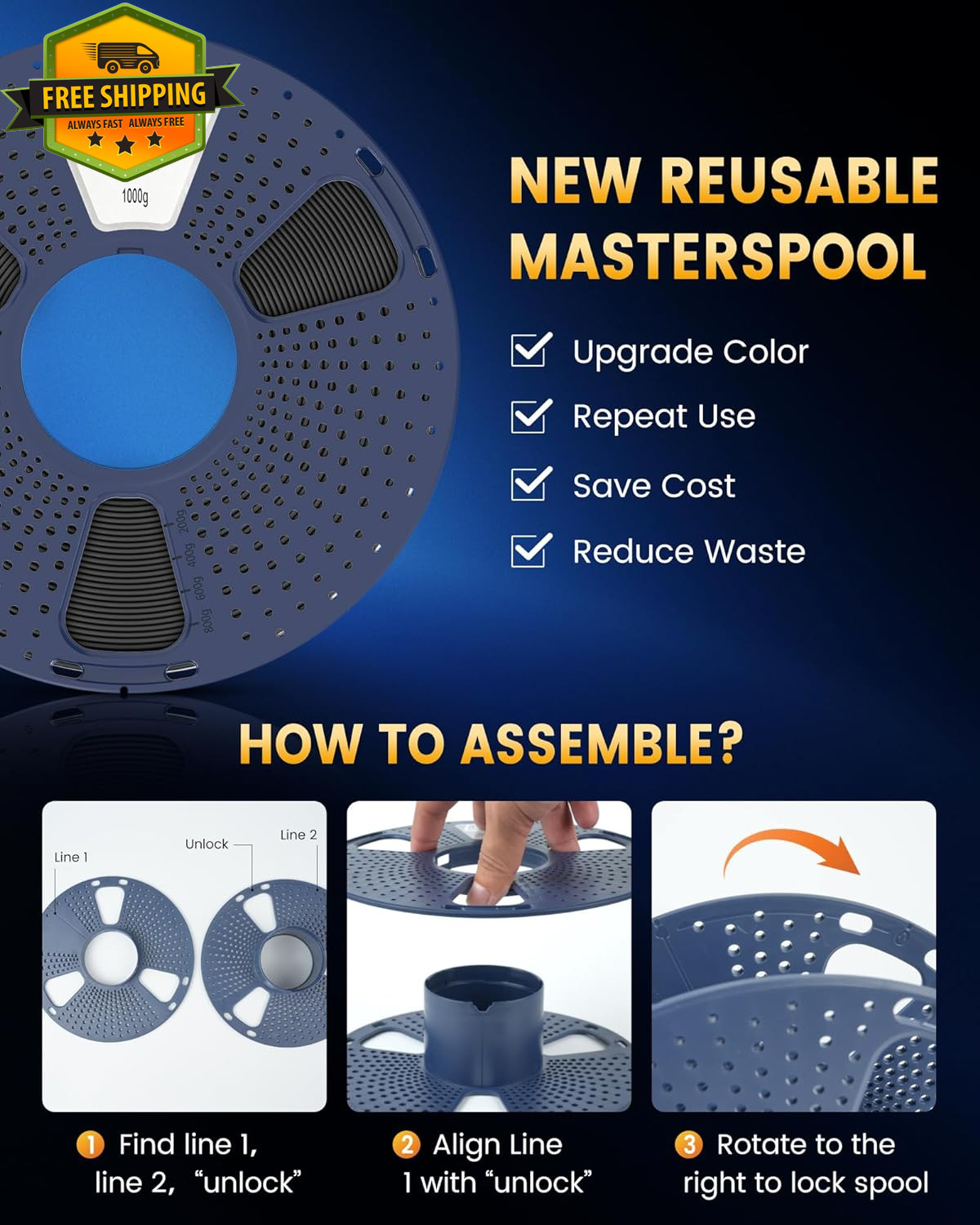 PLA+2.0 3D Printer Filament Bundle, Multicolor PLA+ Filament 1.75mm