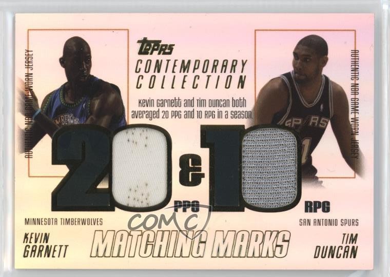 2003 Contemporary Collection Matching Marks Relics Kevin Garnett Tim Duncan 0bq7